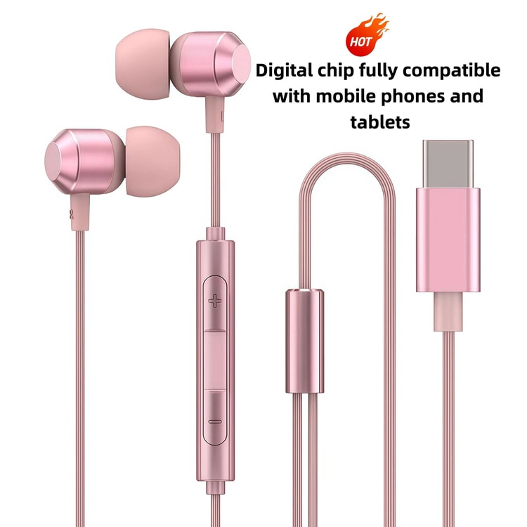 Universal HiFi USB-C Wired Earbuds with Digital Chip and 1.2M Cable