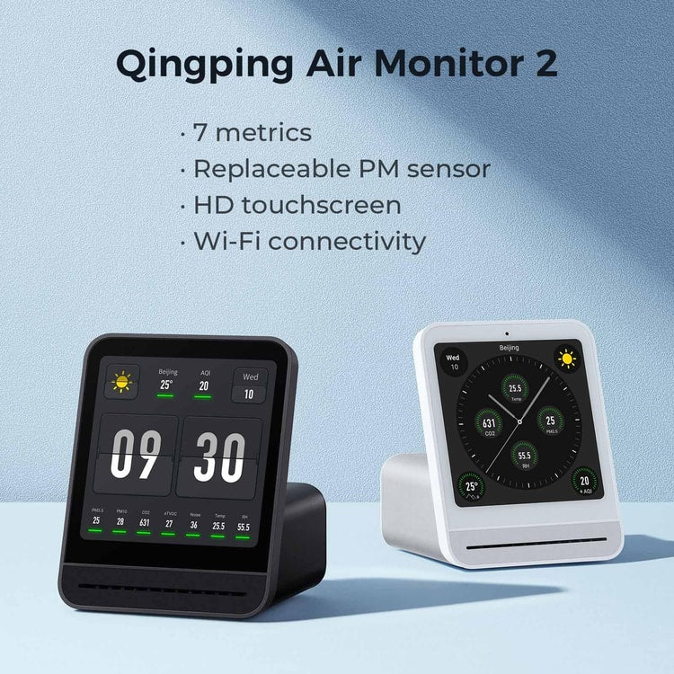 Qingping Air Detector Pro, Smart Home Touch Screen Monitor for CO2, PM2.5, Temperature & Humidity