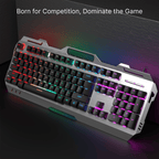 Silent Gaming Keyboard, All-Metal Panel, Wired Backlit USB, Esports Office Game Windows Laptop PC